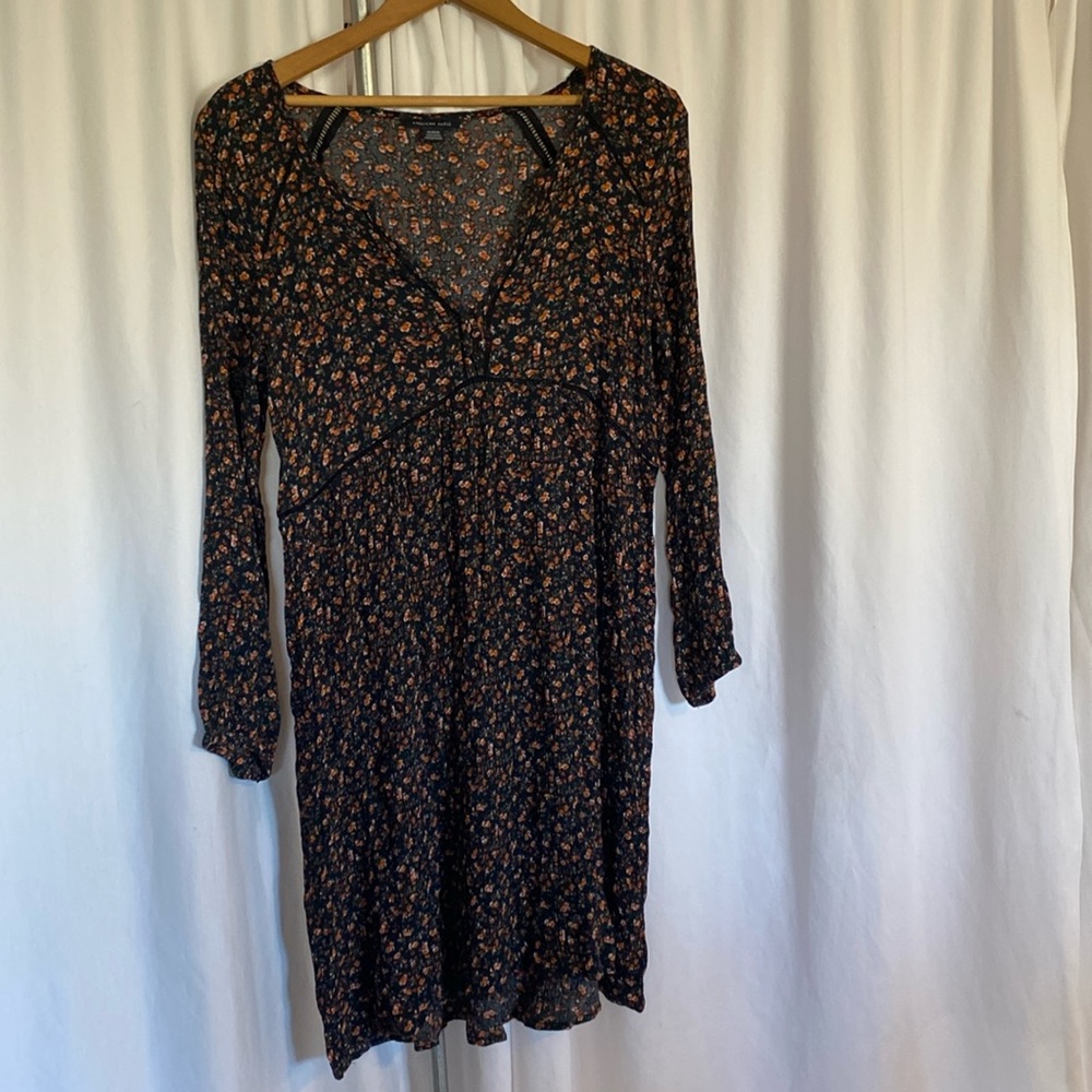 Black floral pattern dress